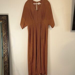 Brown Dolman Sleeve V-Neck Jumpsuit‎ for Casual Wear
